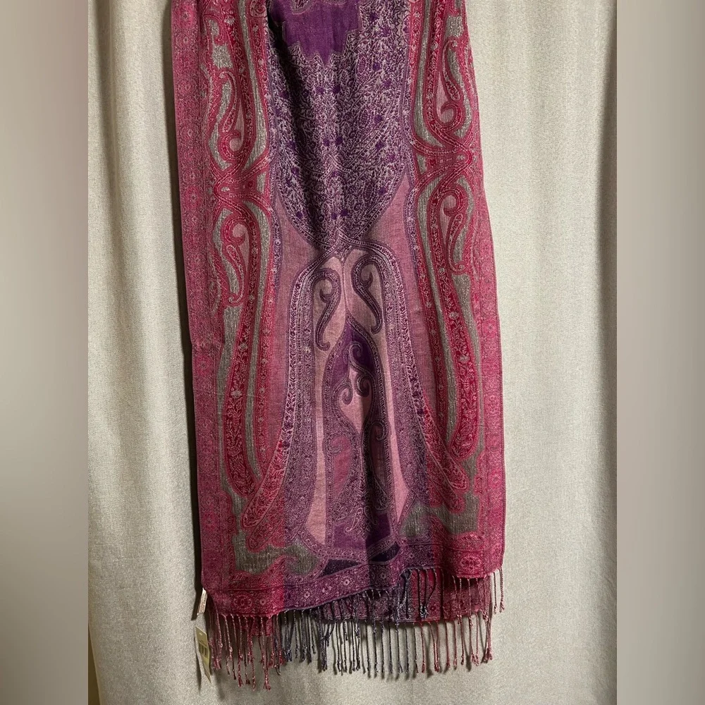 Collection Eighteen Purple Potion Elegant Pink and Purple Paisley Scarf NWT